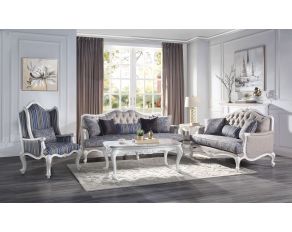 Ciddrenar Living Room Set in Beige and Blue Finish