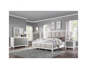 Katia Upholstered Bedroom Collections in Gray and White Finish