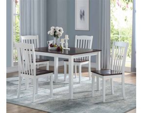 Green Leigh Rectangular Dining Set in White and Walnut