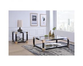 Lafty Occasional Table Set in Black and White Brushed Finish