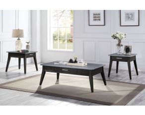 Zemocryss Coffee Table Set in Marble and Dark Brown