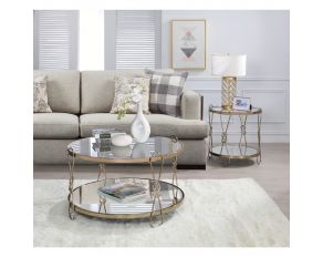 Zekera Coffee Table Set in Champagne and Mirrored Finish