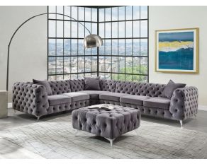 Wugtyx Sectional Living Room Set in Dark Gray Velvet