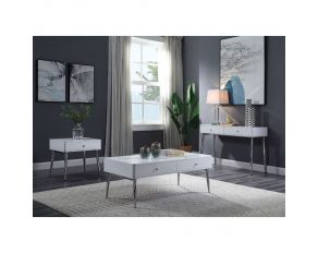 Weizor Coffee Table Set in White High Gloss and Chrome