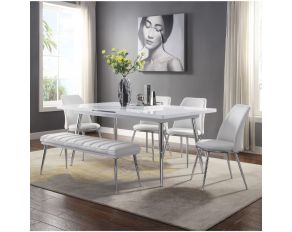 Weizor Leg Dining Room Set in White High Gloss and Chrome