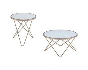 Valora Coffee Table Set in Champagne and Frosted Glass