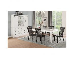 Renske Rectangular Dining Set in Antique White and Black