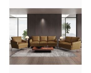 Safi Living Room Set in Cappuccino Leather