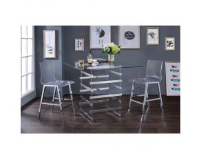 Nadie Counter Height Dining Set with Clear Glass Top in Chrome