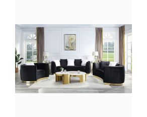 Achelle Living Room Set in Black Finish