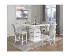 Elizaveta Counter Height Dining Set in High Gloss White