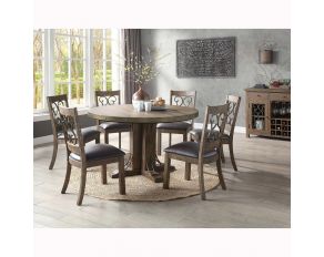 Raphaela Round Dining Set in Weathered Cherry Finish