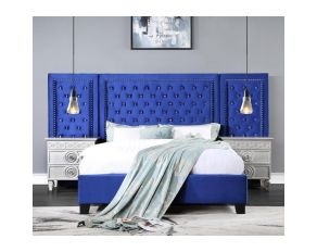 Damazy Upholstered Bedroom Collections in Blue Finish