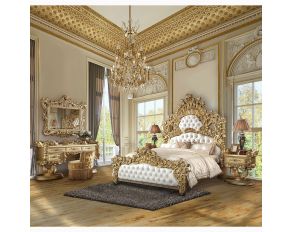 Bernadette Upholstered Bedroom Collections in White and Gold Finish