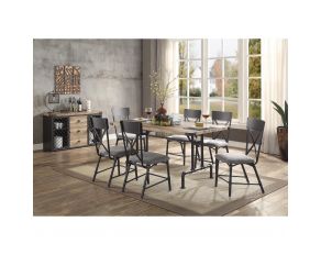 Edina Rectangular Dining Set in Oak and Sandy Black Finish