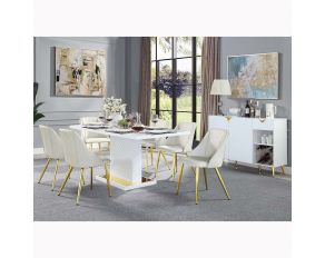 Gaines Rectangular Dining Set in White Finish