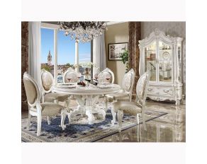 Versailles Round Dining Set in Bone White Finish