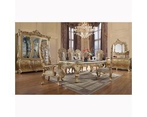 Cabriole Rectangular Dining Set in Gold Finish