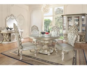 Sandoval Round Dining Set in Antique Silver Finish