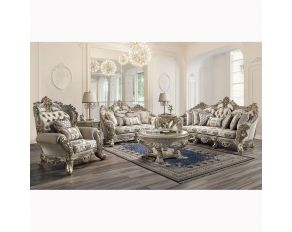 Danae Living Room Set in Champagne and Gold Finish