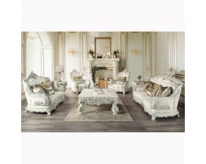 Adara Living Room Set in Antique White Finish