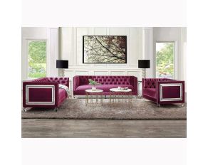 Heibero Living Room Set in Burgundy Finish