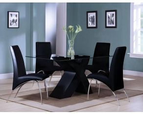 Pervis Dining Set in Black and Clear Glass