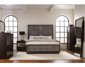 Luddington Upholstered Bedroom Set in Smoked Peppercorn and Grey