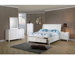 Selena Sleigh Storage Bedroom Set in White