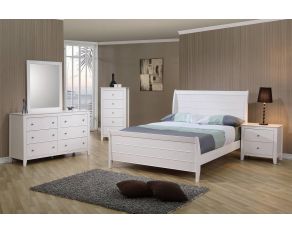Selena Sleigh Platform Bedroom Set in White