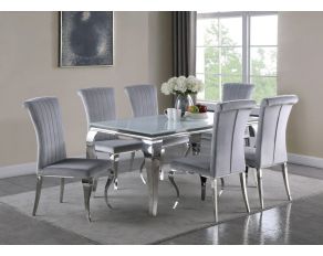 Carone Dining Room Set in White And Chrome
