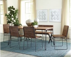 Sherman Rectangular Dining Room Set in Natural Acacia And Matte Black