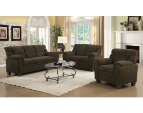 Clemintine Living Room Set in Brown