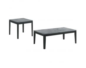 Occasional Table Living Room Set in Faux Grey Marble and Black