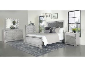 Eleanor Upholstered Bedroom Set in Metallic Mercury