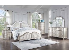 Evangeline Upholstered Bedroom Set in Silver Oak