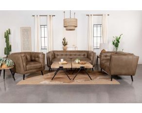 Thatcher Tufted Living Room Set in Brown