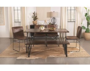 Topeka Rectangular Dining Set in Mango Cocoa and Gunmetal