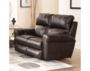 Torretta Power Lay Flat Reclining Loveseat in Chocolate