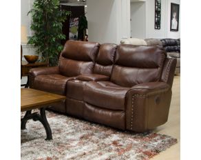 Ceretti Power Reclining Console Loveseat in Brown