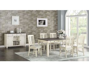 Homeplace Rectangular Dining Room Set in Dark Oak and White Finish