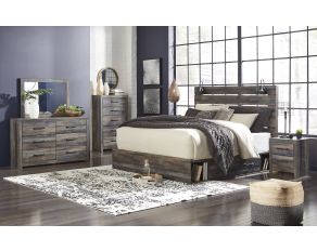 Drystan Panel Bedroom Collection with 1 Underbed Side Storage in Brown Multi