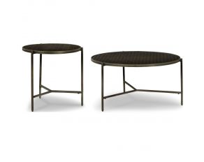 Doraley Round Occasional Table Set in Brown and Gray