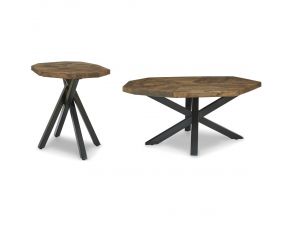 Haileeton Occasional Table Set in Brown and Black