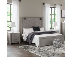 Cottonburg Panel Bedroom Collection with Sconce Lights in Light Gray