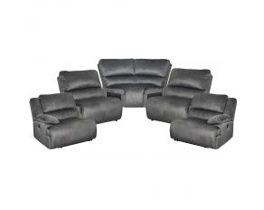 Clonmel 5-Piece Power Reclining Sectional with 2 Armless Chair in Charcoal