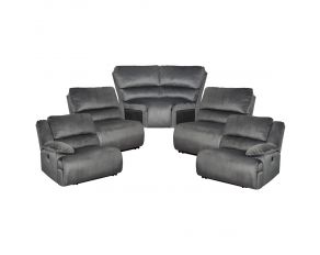 Clonmel 5-Piece Power Reclining Sectional with 2 Armless Recliner in Charcoal