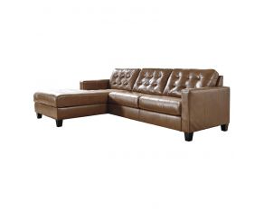 Baskove 2-Piece Right Arm Facing Loveseat Sectional with Chaise in Auburn Brown