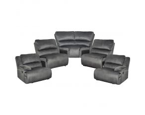 Clonmel 5-Piece Reclining Sectional with Armless Chair in Charcoal