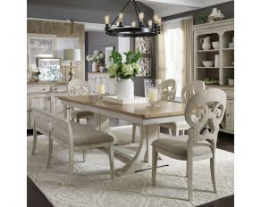 Farmhouse Reimagined Trestle Dining Set in Antique White